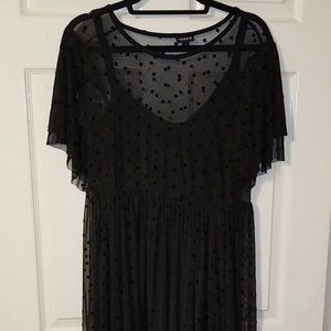 Torrid - Black Polka Dot Mesh Midi Dress